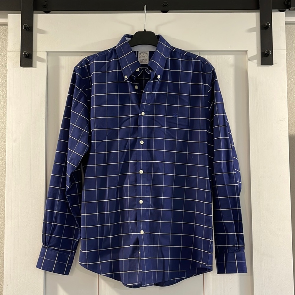 Brooks Brothers Navy Windowpane Button Down